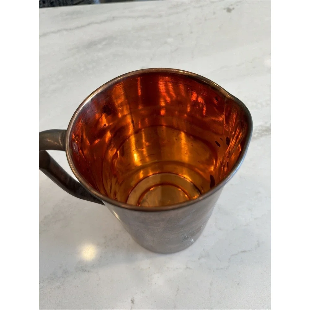 Antique Solid Copper Dairy Milk Measure Pitcher Hand Riveted Farmhouse 7